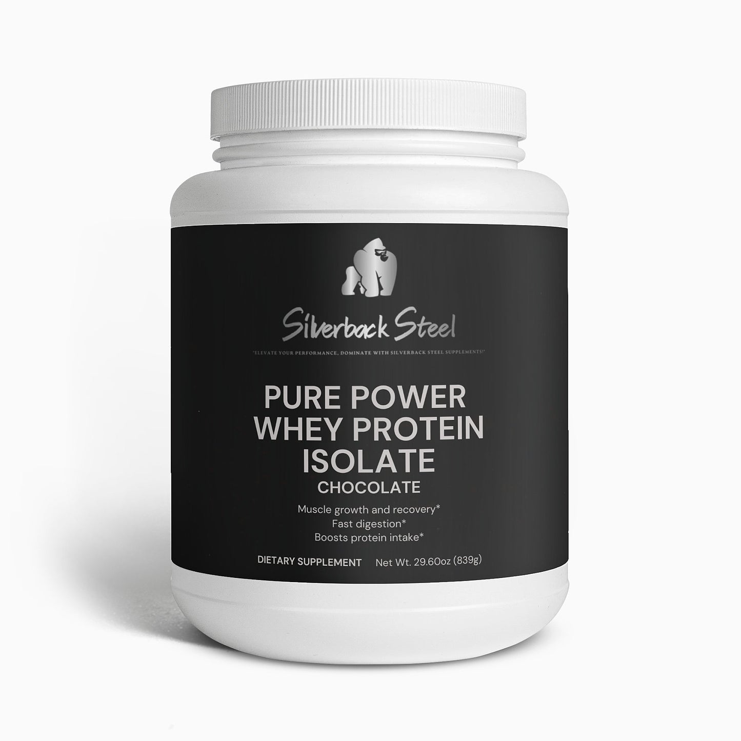 SILVERBACK STEEL: PURE POWER WHEY PROTEIN ISOLATE CHOCOLATE